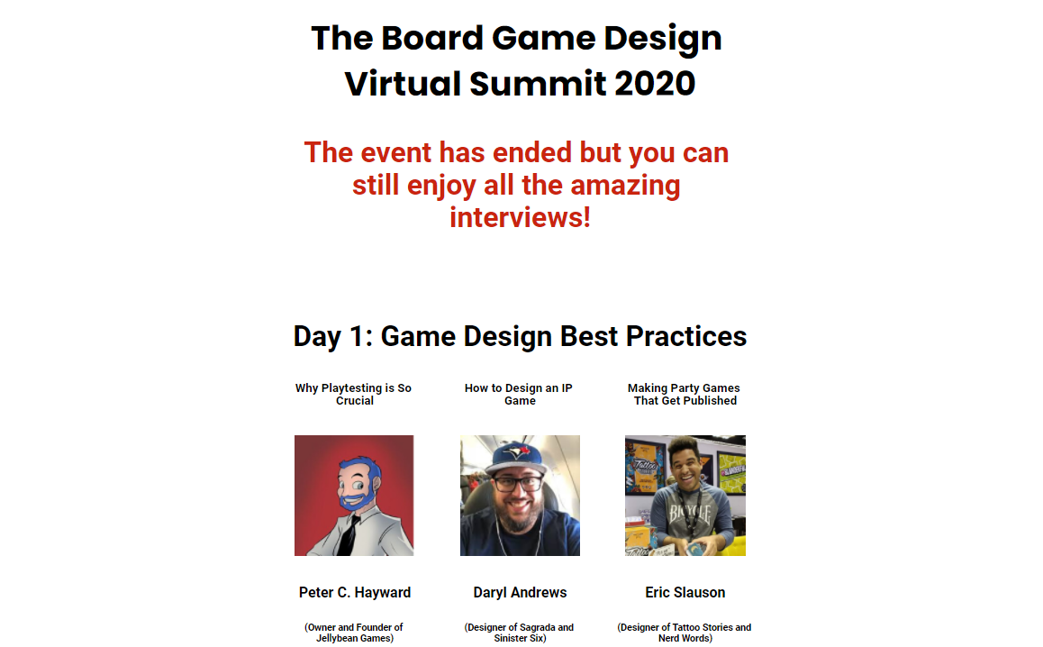 Board Game Design Virtual Summit Ultimate Pass 2020